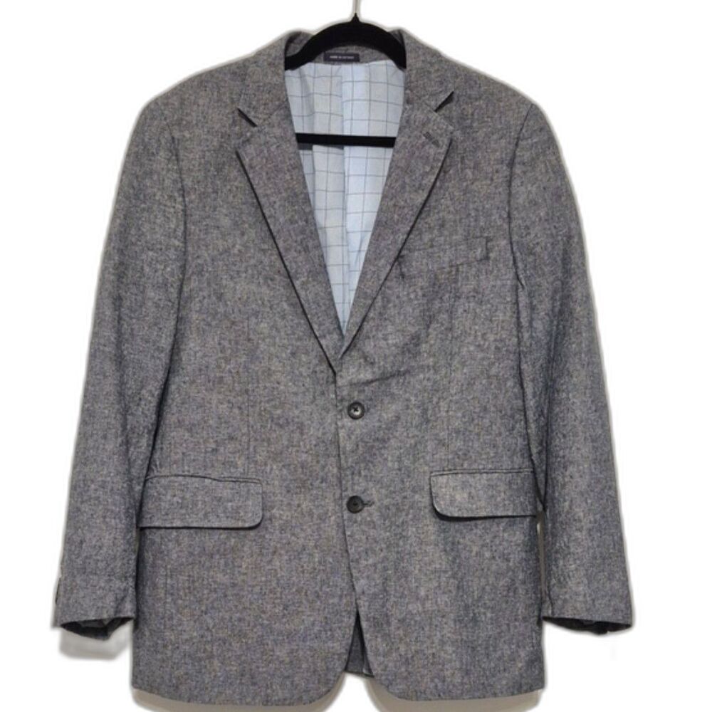 Stafford Men’s 40R Gray Linen Cotton Sport Coat Blazer Classic Fit Lightweight